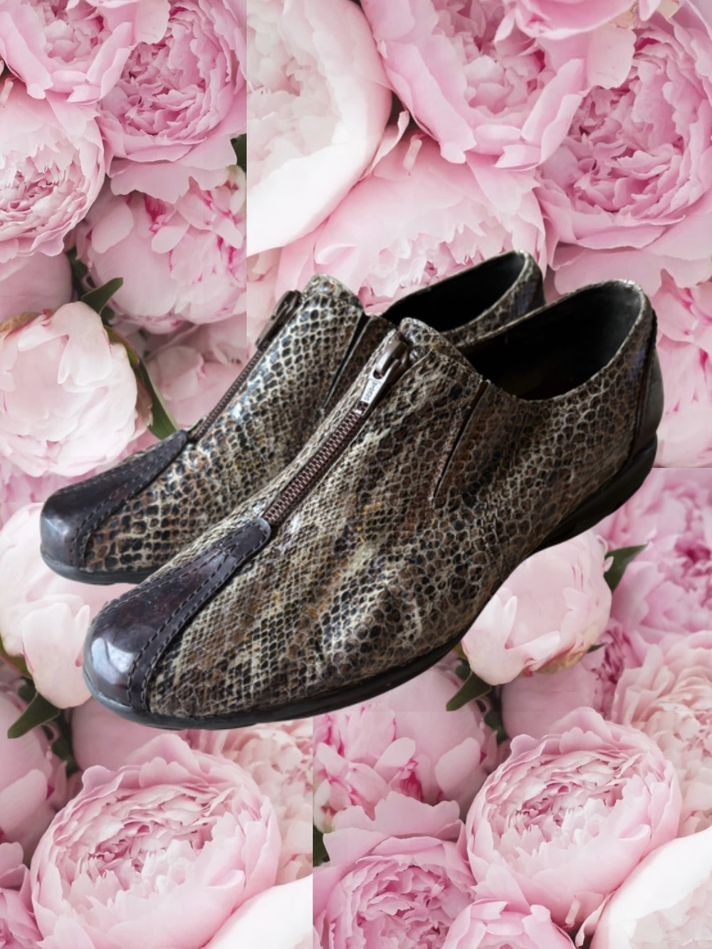 Snakeskin Pattern zip up Shoe